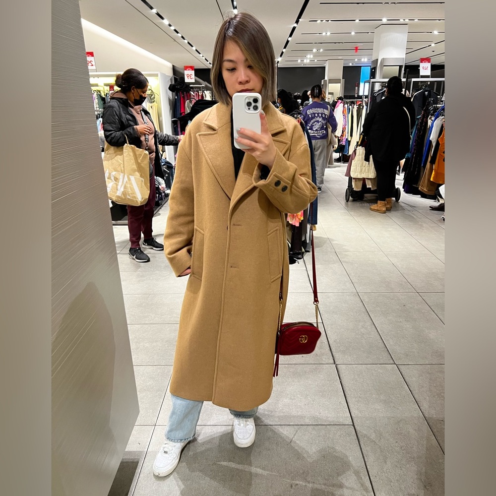 Zara Camel Oversized Coat - Picture 2 of 6